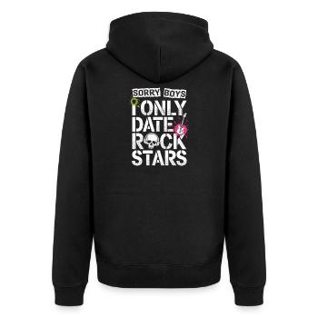 Festival Sorry Boys I Only Date Rock Stars Groupie - Unisex Premium Bio Zip Hoodie - Schwarz - Hinten - Nico (187cm)