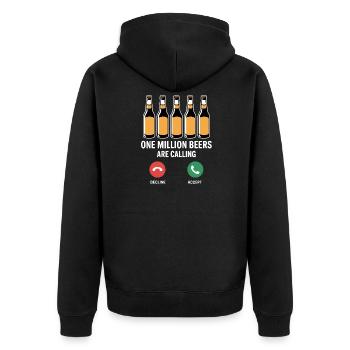 Un million de bières vous appellent - Funny Drinking Mem - Veste à capuche bio Premium Unisexe - noir - Dos - Nico (187cm)