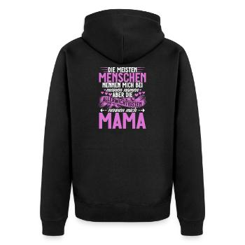 Die Meisten Menschen Nennen Mich Mama - Unisex Premium Bio Zip Hoodie - Schwarz - Hinten - Nico (187cm)
