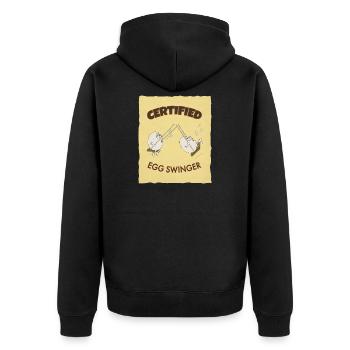 Oeuf échangiste certifié – Funny Egg Design - Veste à capuche bio Premium Unisexe - noir - Dos - Nico (187cm)