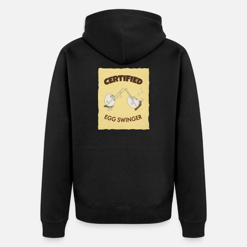Certified Egg Swinger – Funny Egg Design - Unisex Premium Bio Zip Hoodie - Schwarz