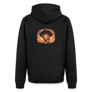 Bleiben Sie dankbar Truthahn-Herbstfest - Unisex Premium Bio Zip Hoodie - Schwarz - Hinten - Nico (187cm)