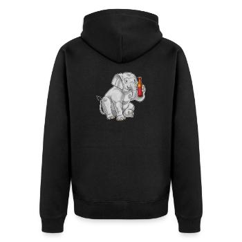 Elephant Bottle of Beer - Unisex Premium Organic Zip Hoodie - black - Back - Nico (187cm)