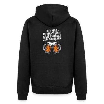  Ich Mag Romantische Spaziergänge Zum Nachbarn - Unisex Premium Bio Zip Hoodie - Schwarz - Hinten - Nico (187cm)