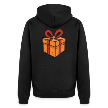 Cartoon gift box in retro style - Unisex Premium Organic Zip Hoodie - black - Back - Nico (187cm)