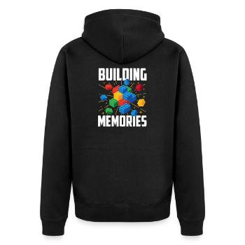 Building Memories Brick Builder Block Building - Unisex Premium Bio Zip Hoodie - Schwarz - Hinten - Nico (187cm)
