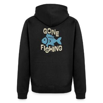 Angeln gegangen - Unisex Premium Bio Zip Hoodie - Schwarz - Hinten - Nico (187cm)