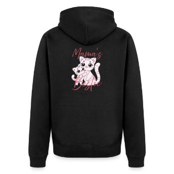 Mama und Kätzchen Bestie - Unisex Premium Bio Zip Hoodie - Schwarz - Hinten - Nico (187cm)