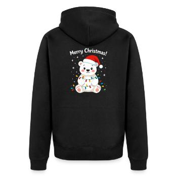 Ours polaire Noël Mignon Joyeux Noël Pôle Nord - Veste à capuche bio Premium Unisexe - noir - Dos - Nico (187cm)
