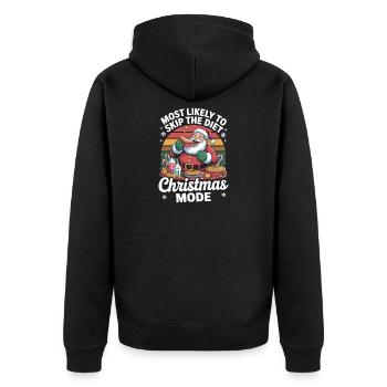 Christmas Mode Skip Diet - Unisex Premium Organic Zip Hoodie - black - Back - Nico (187cm)