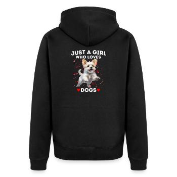 Fille aime les chiens Chien joueur - Veste à capuche bio Premium Unisexe - noir - Dos - Nico (187cm)
