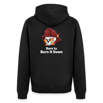 Born to Burn It Down Skull - Unisex Premium Organic Zip Hoodie - black - Back - Nico (187cm)