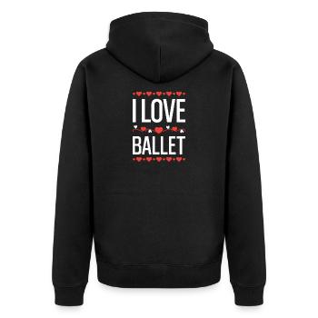 I Love Ballet - Unisex Premium Organic Zip Hoodie - black - Back - Nico (187cm)