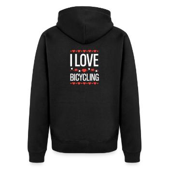 I Love Cycling - Unisex Premium Organic Zip Hoodie - black - Back - Nico (187cm)