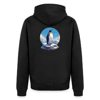 Pinguine Pinguin - Unisex Premium Bio Zip Hoodie - Schwarz - Hinten - Nico (187cm)