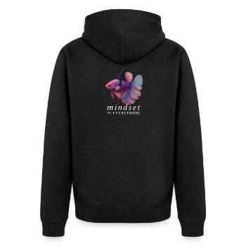 Mindset Fighting Fish Helmet, Motivational Saying  - Veste à capuche bio Premium Unisexe - noir - Dos - Nico (187cm)