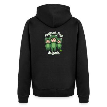 Portland Frog Brigade - Unisex Premium Organic Zip Hoodie - black - Back - Nico (187cm)