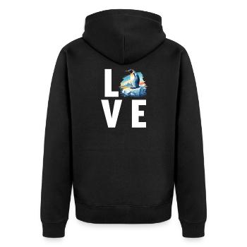 Pinguine Pinguin - Unisex Premium Bio Zip Hoodie - Schwarz - Hinten - Nico (187cm)