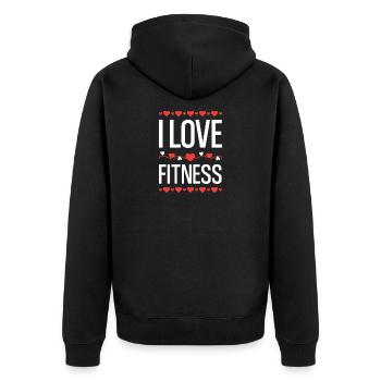I Love Fitness  - Unisex Premium Bio Zip Hoodie - Schwarz - Hinten - Nico (187cm)