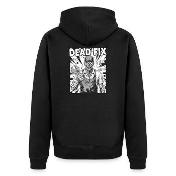 Dead Fix Skeleton Workshop - Unisex Premium Organic Zip Hoodie - black - Back - Nico (187cm)