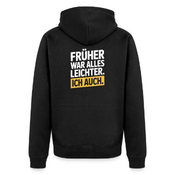 Früher War Alles Leichter Ich Auch 50. Geburtstag - Unisex Premium Bio Zip Hoodie - Schwarz - Hinten - Nico (187cm)