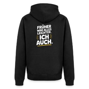 Früher War Alles Leichter Ich Auch 50. Geburtstag - Unisex Premium Bio Zip Hoodie - Schwarz - Hinten - Nico (187cm)