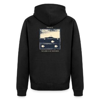 Psaume 23 Le Seigneur est mon berger - Veste à capuche bio Premium Unisexe - noir - Dos - Nico (187cm)
