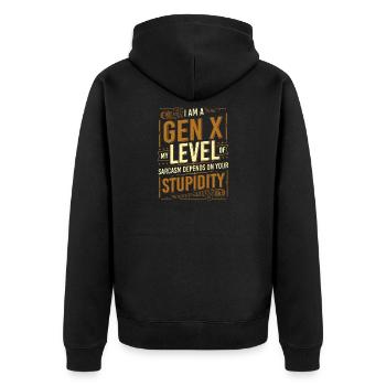 Le niveau de sarcasme de la génération X dépend de votre stupidité - Veste à capuche bio Premium Unisexe - noir - Dos - Nico (187cm)