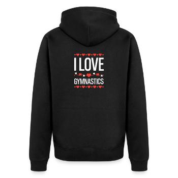 Ich liebe Gymnastik  - Unisex Premium Bio Zip Hoodie - Schwarz - Hinten - Nico (187cm)