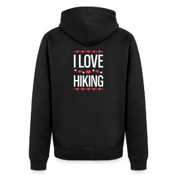 Ich liebe Wandern - Unisex Premium Bio Zip Hoodie - Schwarz - Hinten - Nico (187cm)