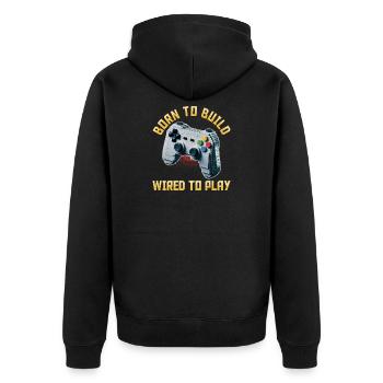 Building Blocks Gamer Gaming Brick Builder - Unisex Premium Bio Zip Hoodie - Schwarz - Hinten - Nico (187cm)