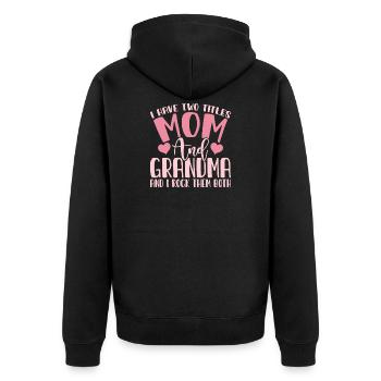 Oma Mama Geschenk Weihnachtsgeschenke Großmutter  - Unisex Premium Bio Zip Hoodie - Schwarz - Hinten - Nico (187cm)