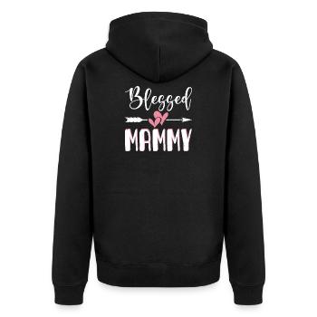 Oma Mama Geschenk Weihnachtsgeschenke Großmutter  - Unisex Premium Bio Zip Hoodie - Schwarz - Hinten - Nico (187cm)