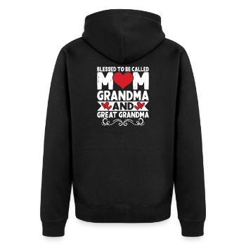 Oma Mama Geschenk Weihnachtsgeschenke Großmutter  - Unisex Premium Bio Zip Hoodie - Schwarz - Hinten - Nico (187cm)
