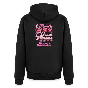Oma Mama Geschenk Weihnachtsgeschenke Großmutter  - Unisex Premium Bio Zip Hoodie - Schwarz - Hinten - Nico (187cm)