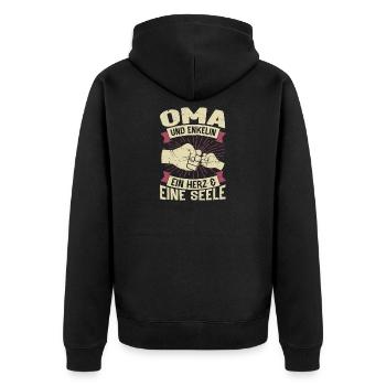Grandma and granddaughter One heart & one soul - Unisex Premium Organic Zip Hoodie - black - Back - Nico (187cm)