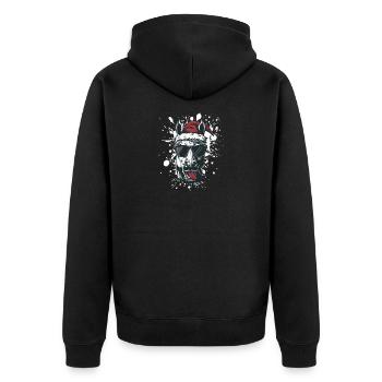 Pferd Weihnachten Lustig - Unisex Premium Bio Zip Hoodie - Schwarz - Hinten - Nico (187cm)