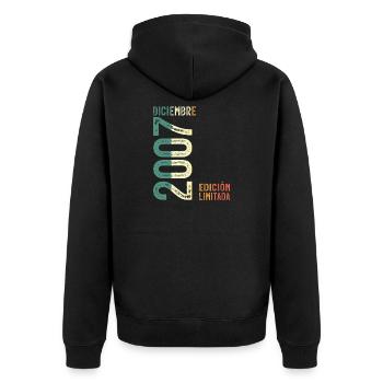 December 2007 Retro Vintage Birthday Gift - Unisex Premium Organic Zip Hoodie - black - Back - Nico (187cm)
