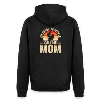 Mama Muttertag Geschenk Weihnachtsgeschenke   - Unisex Premium Bio Zip Hoodie - Schwarz - Hinten - Nico (187cm)