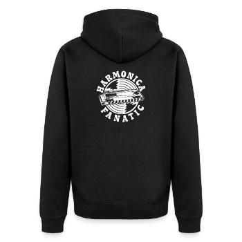 Harmonica Musican Fanatic Harmonica - Unisex Premium Bio Zip Hoodie - Schwarz - Hinten - Nico (187cm)