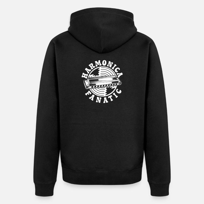 Harmonica Musican Fanatic Harmonica - Unisex Premium Organic Zip Hoodie - black