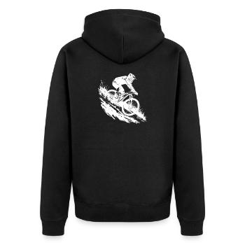 Energetic Mountainbike Art Cycling - Unisex Premium Organic Zip Hoodie - black - Back - Nico (187cm)