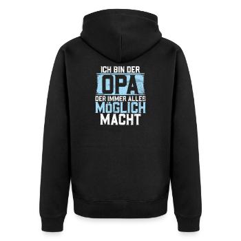 I'm the grandpa who always makes everything possible - Unisex Premium Organic Zip Hoodie - black - Back - Nico (187cm)