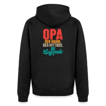 Opa Der Mann Der Mythos Die Legende Retro - Unisex Premium Bio Zip Hoodie - Schwarz - Hinten - Nico (187cm)