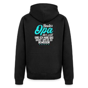 Bester Opa Der Welt Großßeltern Großpapa - Unisex Premium Bio Zip Hoodie - Schwarz - Hinten - Nico (187cm)