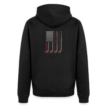 Para Eishockey Handicap - Unisex Premium Bio Zip Hoodie - Schwarz - Hinten - Nico (187cm)