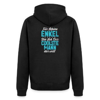 Für Meine Enkel Bin Ich Der Coolste Mann Der Welt - Unisex Premium Bio Zip Hoodie - Schwarz - Hinten - Nico (187cm)