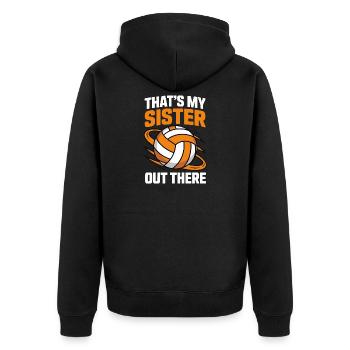 Sœur de volley-ball - Proud Sibling Design - Veste à capuche bio Premium Unisexe - noir - Dos - Nico (187cm)