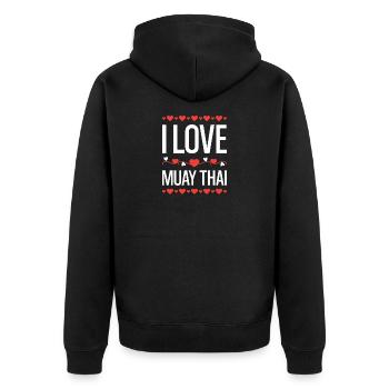 I Love Muay Thai - Unisex Premium Bio Zip Hoodie - Schwarz - Hinten - Nico (187cm)