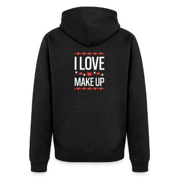 J’adore le maquillage design de cœur - Veste à capuche bio Premium Unisexe - noir - Dos - Nico (187cm)